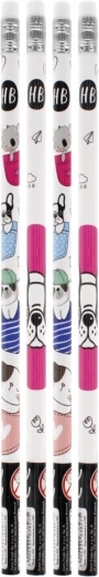 Lot de 4 crayons avec gomme