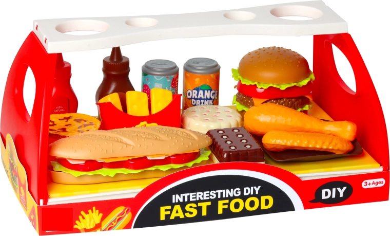 Set fast-food : hamburger et baguette avec accessoires