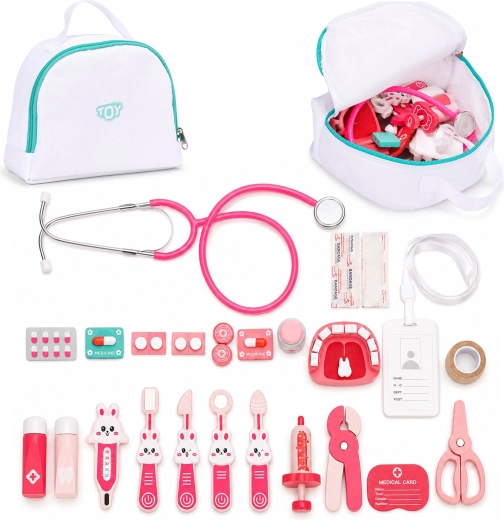 Coffret de médecin en bois avec sac médical pour enfants – 26 pièces Ecotoys