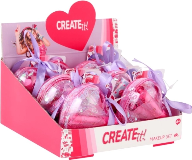 Étui en forme de cœur avec paillettes et ruban