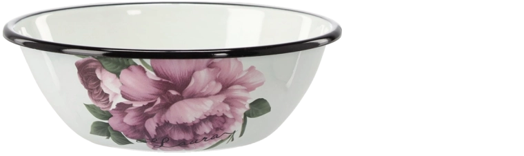 Bol émaillé Laura avec motif de pivoine blanche 0,6 l, diamètre 16,5 cm