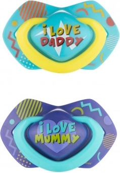Sucettes en silicone Canpol babies Light touch 0-6m Neon Love bleues