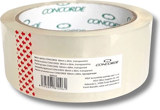 Ruban adhésif d’emballage transparent 38 mm × 66 m CONCORDE