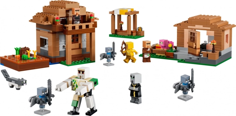 Village Minecraft avec 3 constructions détaillées