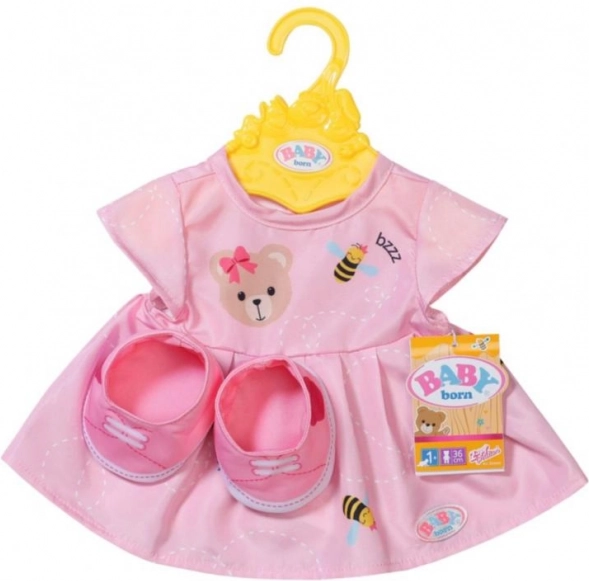 Ourson Baby Born petite robe avec bottillons et cintre pour poupées 43 cm