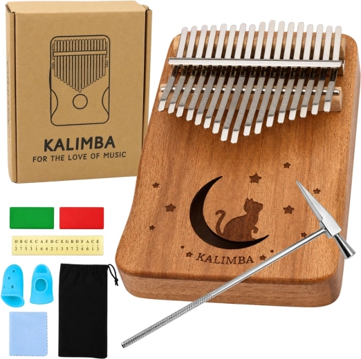 Kalimba à 17 touches – piano à pouces en bois avec accessoires