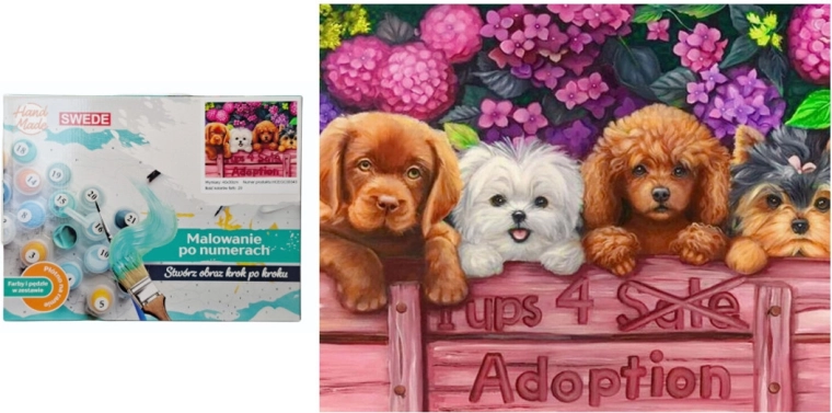 Peinture par numéros 4 petits chiens - 1 pièce