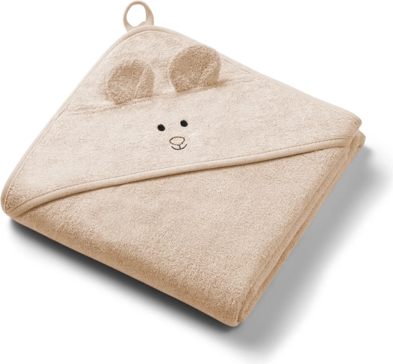 Serviette à capuche en bambou Babyono super soft, beige foncé, 100 × 100 cm