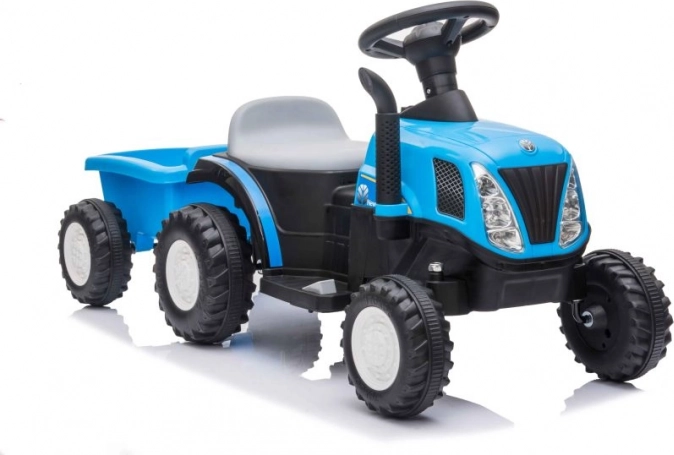 Tracteur pour enfants bleu à batterie avec remorque