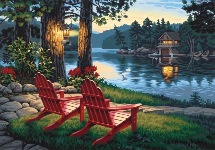 Norimpex peinture diamant Assis au bord du lac 30 × 40 cm