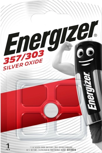 Pile pour montre ENERGIZER 357/303, oxyde d’argent, 1,55 V, 138 mAh