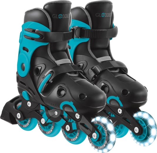 Globber Go Skates Lights – rollers en ligne pour enfants avec roue avant lumineuse noir-bleu 34–37