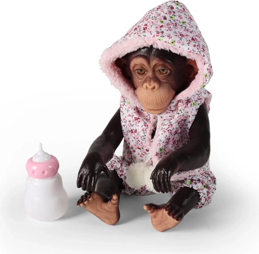 Petit singe Kimi en tenue – bébé singe réaliste 32 cm