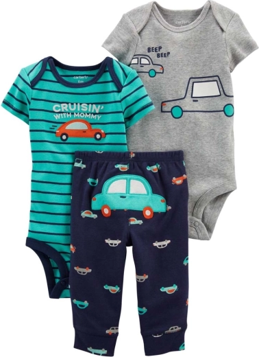 Carter’s ensemble 3 pièces pour garçon Green Monster (2 bodies à manches courtes et pantalon)