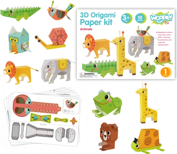 Woopie ART&FUN kit créatif origami 3D – fabriquez 10 petits animaux