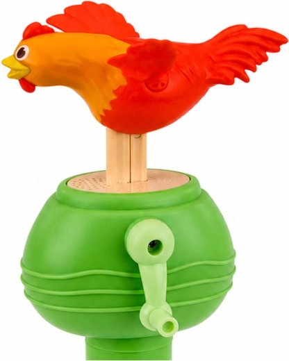Le poussin bat des ailes et couine