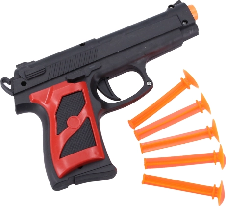 Pistolet en plastique avec ventouses 16 cm – lot de 5 munitions