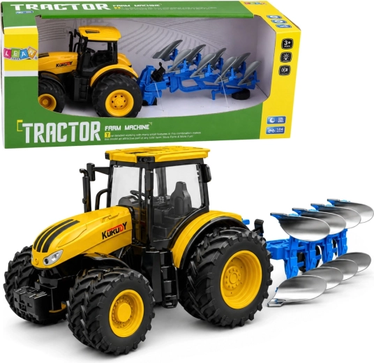 Tracteur agricole avec charrue multi-socs 1:24 avec lumières et sons