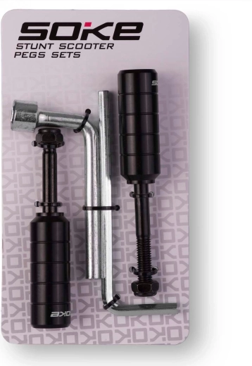 Pegs noirs Soke pour trottinette freestyle, 2 pièces avec clés de montage