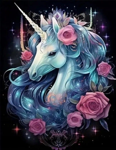 Peinture par numéros Licorne avec fleurs 40 × 50 cm