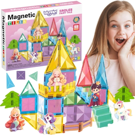 Woopie jeu de construction magnétique château de conte de fées, 55 pièces