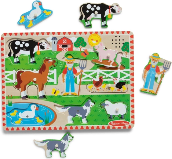 Puzzle d’encastrement sonore en bois Melissa & Doug Ferme Old MacDonald (EN)