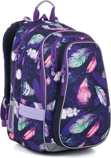 Sac à dos scolaire Topgal LYNN violet à plumes