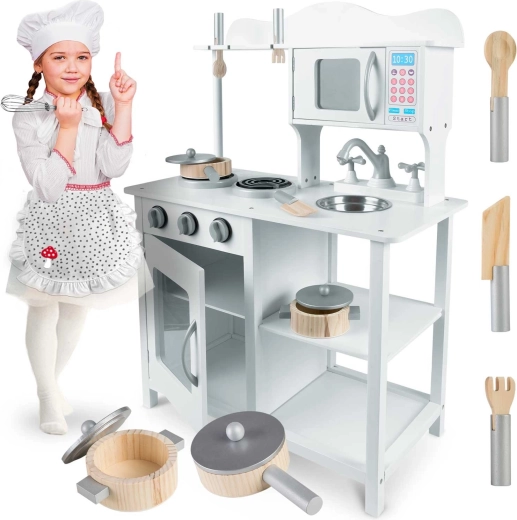 Cuisine en bois pour enfants 60 × 30 × 85 cm blanche RICOKIDS