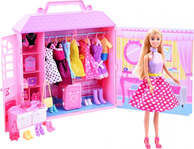 Poupée Anlily avec armoire portable et accessoires de mode