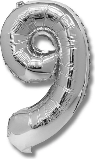 Ballon en aluminium chiffre 9 argenté 40 cm