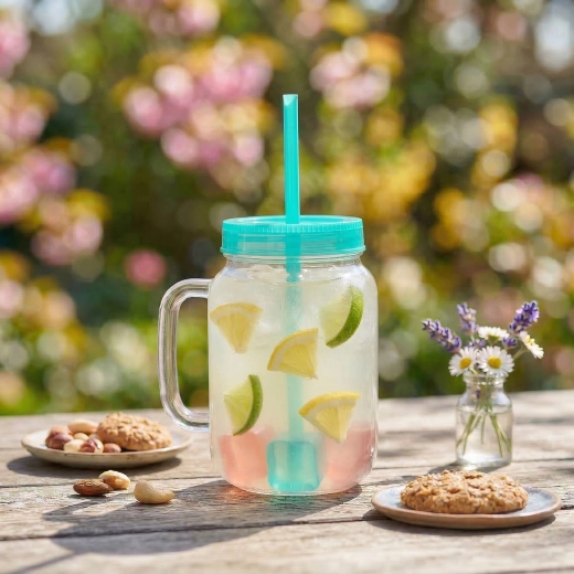 Gobelet vert avec paille et glaçons réfrigérants 550 ml