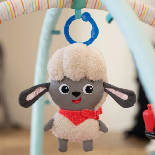 Cinq jouets, dont un mouton musical