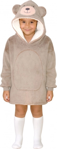 Couverture à capuche chaude façon sweat ours pour enfants 3–6 ans Cozy Noxxiez