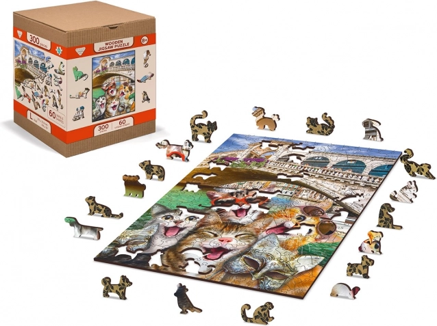 Puzzle en bois Chatons à Venise 2en1