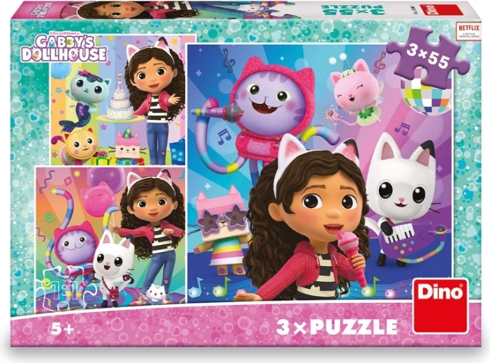 Puzzle pour enfants La Maison magique de Gabby Fête 3x55 pièces