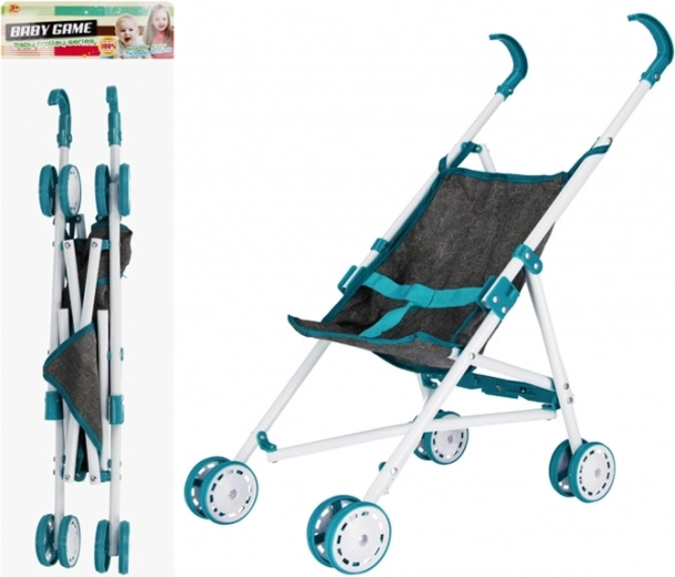 Poussette bleue pour poupées