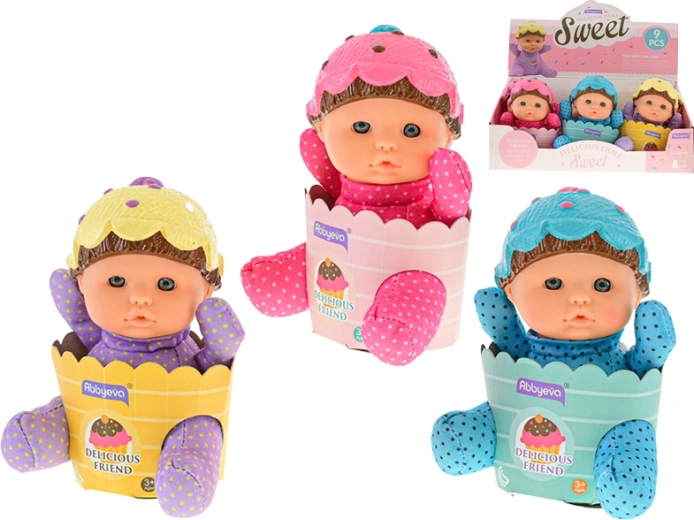 Bébé dans un petit panier avec corps souple 15 cm, 3 couleurs