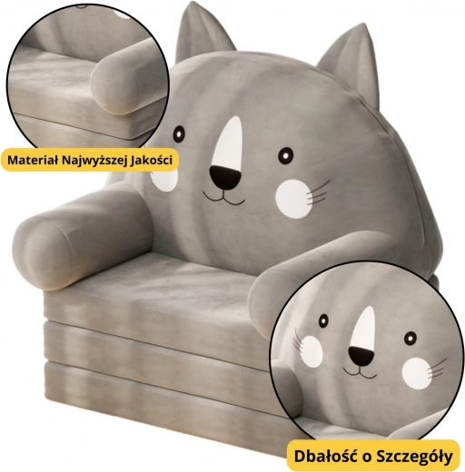 Fauteuil pour enfant pliant Chat Gris à 3 niveaux
