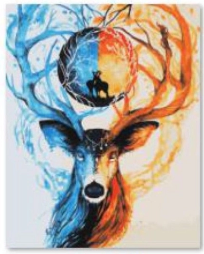 Broderie diamant (diamond painting) cerf 30 × 40 cm - 1 pièce