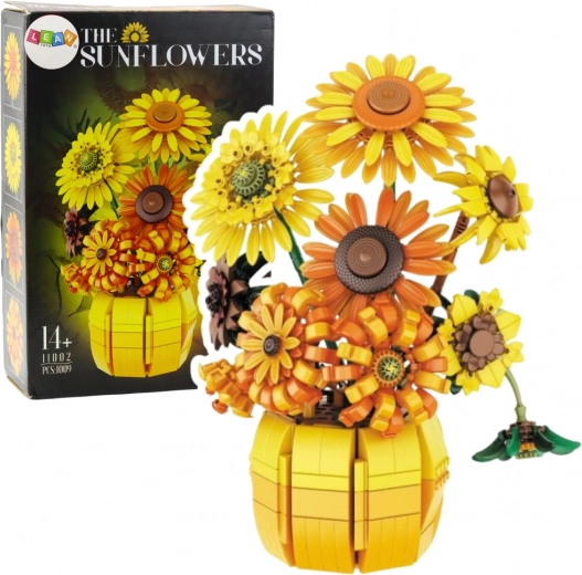 Kit de construction bouquet de tournesols dans un vase, 1009 pièces