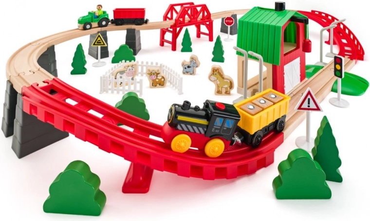 Circuit de train en bois – La vie à la ferme