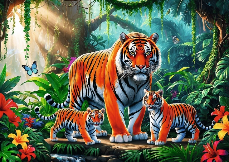 Puzzle Habitudes du tigre 200 pièces