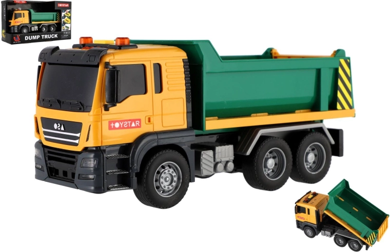 Camion-benne en plastique 25 cm avec moteur à friction, lumière et son