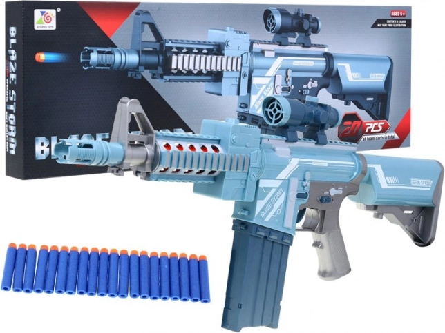 Fusil pour enfants argenté BLAZE STORM avec optique et 20 projectiles en mousse, 6+