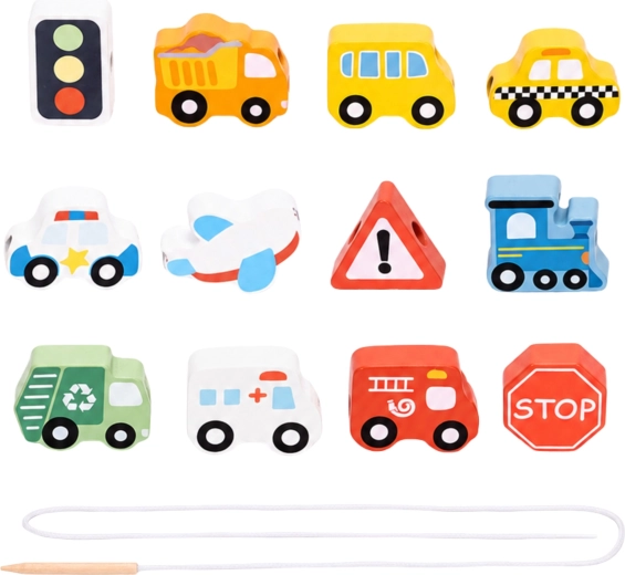 13 pièces en bois sur le thème des transports
