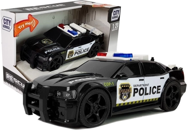 Voiture de police à friction avec effets lumineux et sonores noire