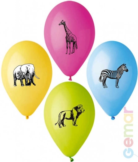 Ballon en latex pastel Gemar Safari avec impression recto verso 26 cm - 1 pièce