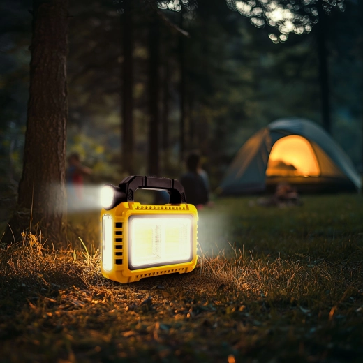 Lampe torche LED portable multifonction avec panneau solaire et batterie externe