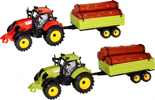 Tracteur avec remorque et billes de bois 45 cm