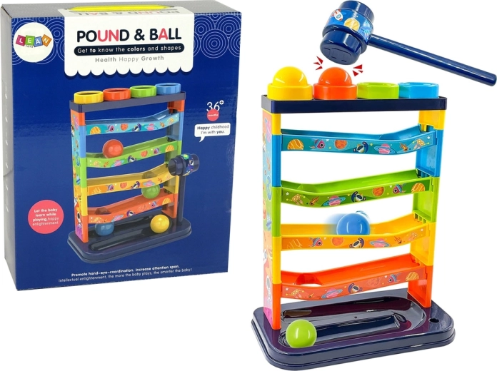 Toboggan coloré pour balles avec hochet et fonction éducative